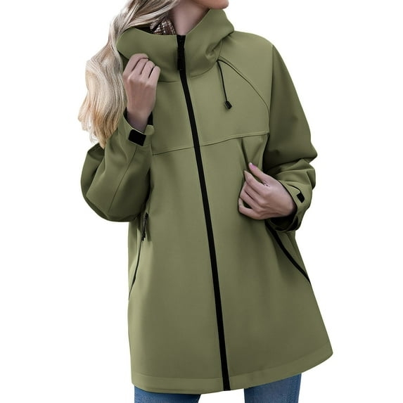 Women's Lightweight Waterproof Hiking Jacket with Adjustable Hood Outdoor Windbreaker Packable Raincoat for Travel
