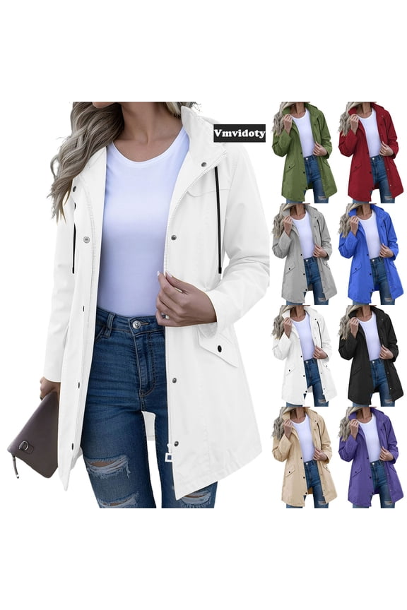 Women's Lightweight Waterproof Long Softshell Tactical Jacket Windbreaker White M