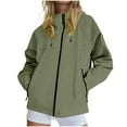 thumbnail image 1 of Women's Lightweight Waterproof Windbreaker Jacket Packable Hooded Raincoat with Pockets for Running Travel Hiking Outdoor Olive Green M, 1 of 8