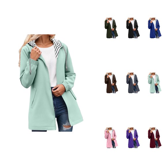 Women's Lightweight Windbreaker Jacket, Waterproof Hiking Anorak with Hood and Striped Pockets, Outdoor Trekking Raincoat for Travel