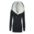 thumbnail image 1 of Women's Lightweight Winter Coat Thickened Medium Length Hooded Slim Zipper Sweater, 1 of 2