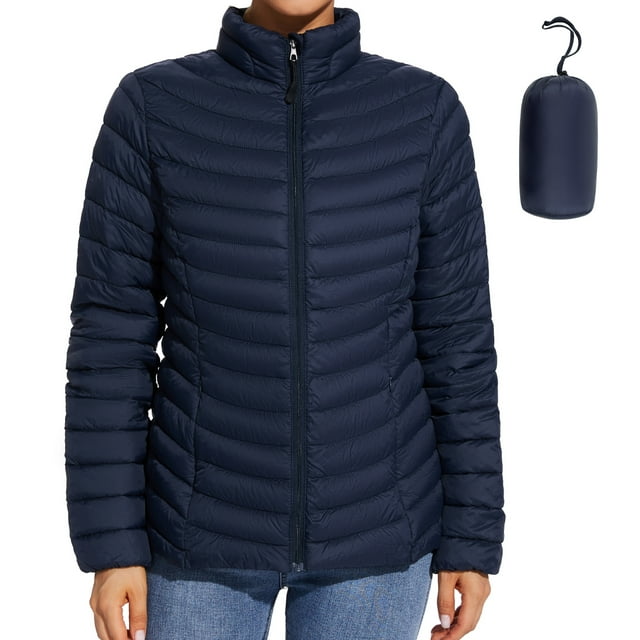 Women's Lightweight Winter Warm Puffer Jacket Packable Stand Collor
