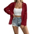 thumbnail image 1 of Women's Lightweight Zip Up Hoodie, Long Sleeve Solid Color Sweatshirt, Breathable Casual Jacket for Fall 2025 Fashion Outerwear, Daily Wear and Vacation Activities Wine XXXL, 1 of 5