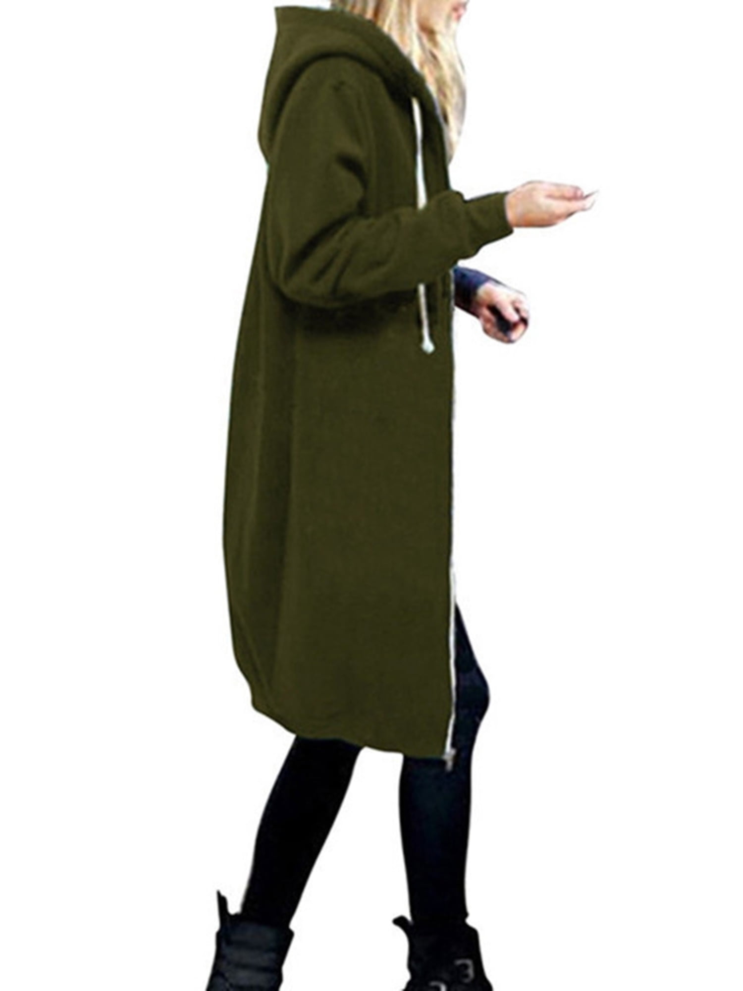 Women's Lightweight Zip Up Tunic Hoodies with Pockets,Long