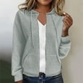 thumbnail image 1 of Women's Lightweight Zippered Hooded Cardigan Jacket Long Sleeve Casual Outerwear Comfortable Loungewear, 1 of 4