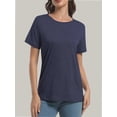 thumbnail image 1 of Women's Lightweight and Soft T-Shirt Curved Hem Crew Neck Smooth Trendy Sleep Lounge Pajama Tops, 1 of 6