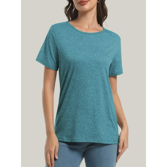 Women's Lightweight and Soft T-Shirt Curved Hem Crew Neck Smooth Trendy Sleep Lounge Pajama Tops