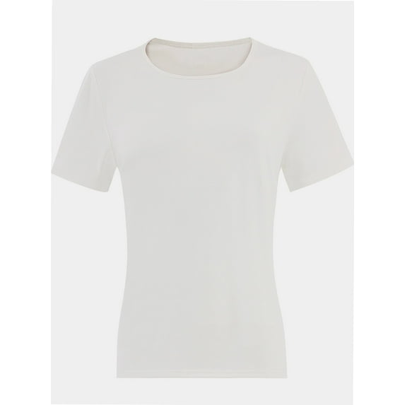 Women's Lightweight and Soft T-Shirt Curved Hem Crew Neck Smooth Trendy Sleep Lounge Pajama Tops