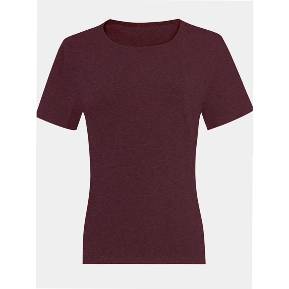 Women's Lightweight and Soft T-Shirt Curved Hem Crew Neck Smooth Trendy Sleep Lounge Pajama Tops