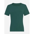 thumbnail image 1 of Women's Lightweight and Soft T-Shirt Curved Hem Crew Neck Smooth Trendy Sleep Lounge Pajama Tops, 1 of 5