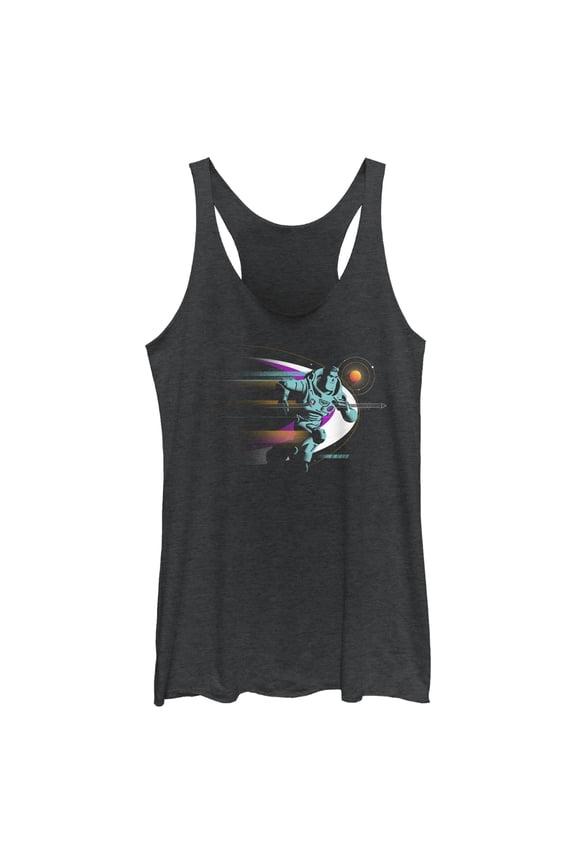 Women's Lightyear Buzz Running Racerback Tank Top Black Heather Medium