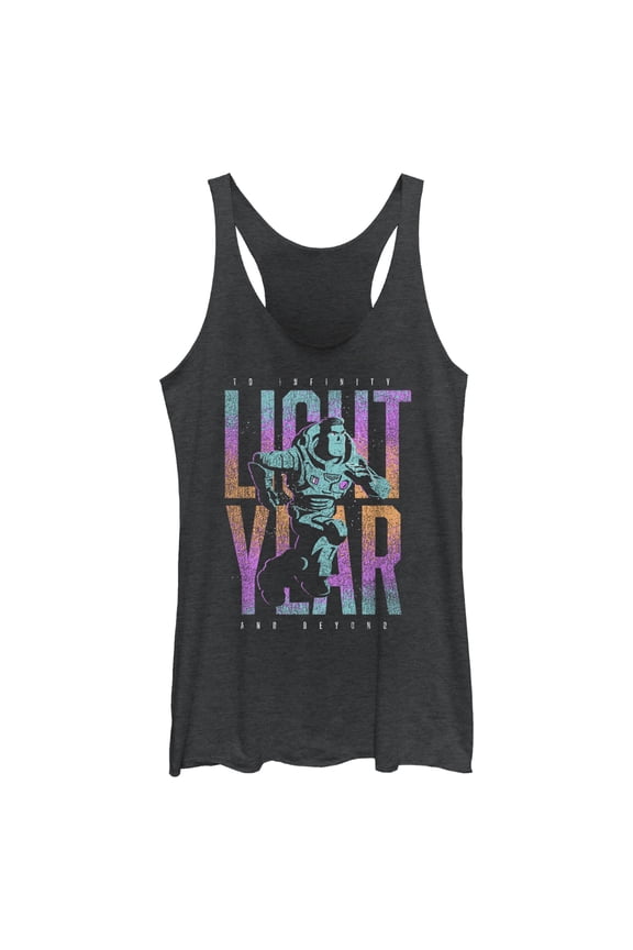 Women's Lightyear Colorful Logo Racerback Tank Top Black Heather Small