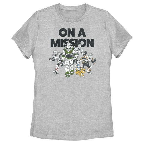 Women's Lightyear On a Mission Group Graphic Tee Athletic Heather Small
