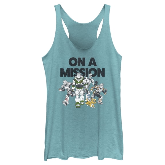 Women's Lightyear On a Mission Group Racerback Tank Top Tahiti Blue X Small