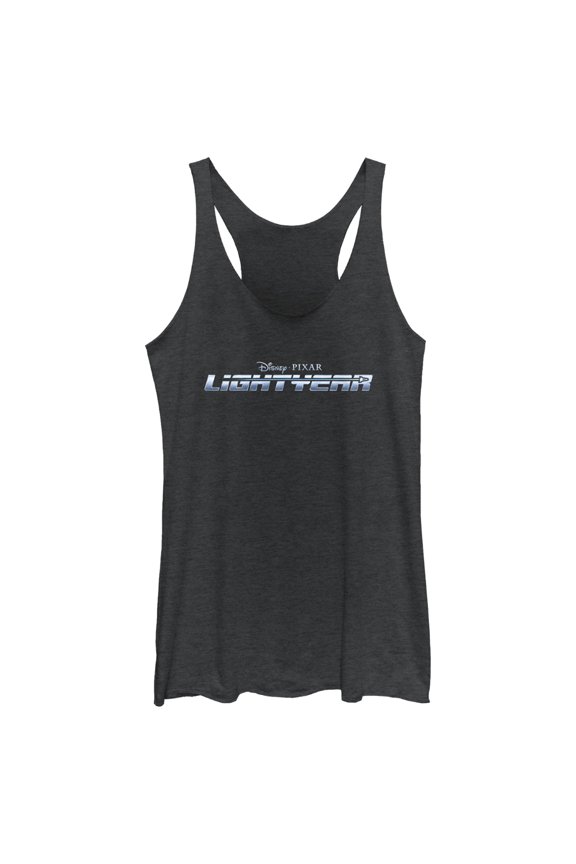 Women's Lightyear Silver Logo Racerback Tank Top Black Heather Large
