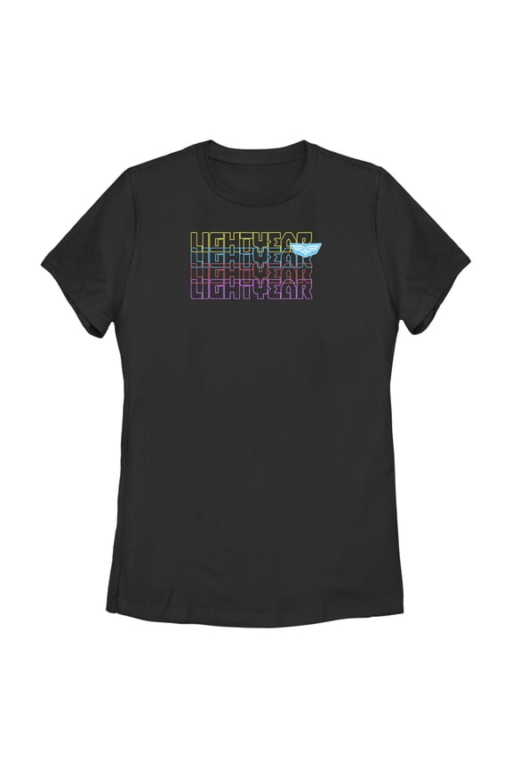 Women's Lightyear Stacked Colorful Logo Graphic Tee Black Small