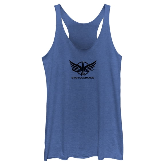 Women's Lightyear Star Command Badge Racerback Tank Top Royal Blue Heather 2X Large