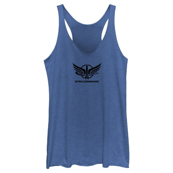 Women's Lightyear Star Command Badge Racerback Tank Top Royal Blue Heather 2X Large