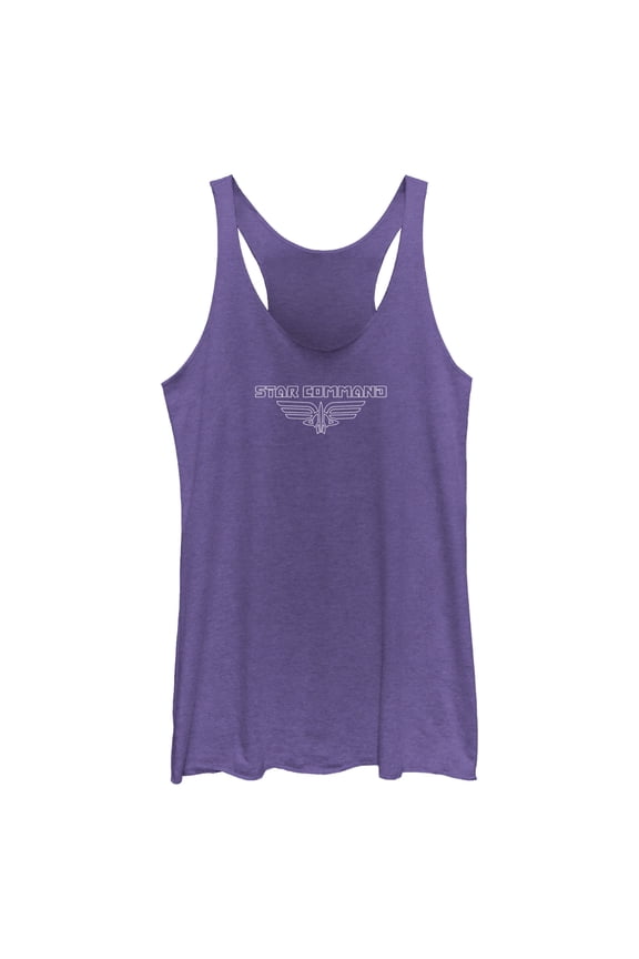 Women's Lightyear Star Command Outline Logo Racerback Tank Top Purple Heather Medium