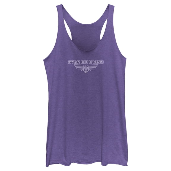 Women's Lightyear Star Command Outline Logo Racerback Tank Top Purple Heather X Small