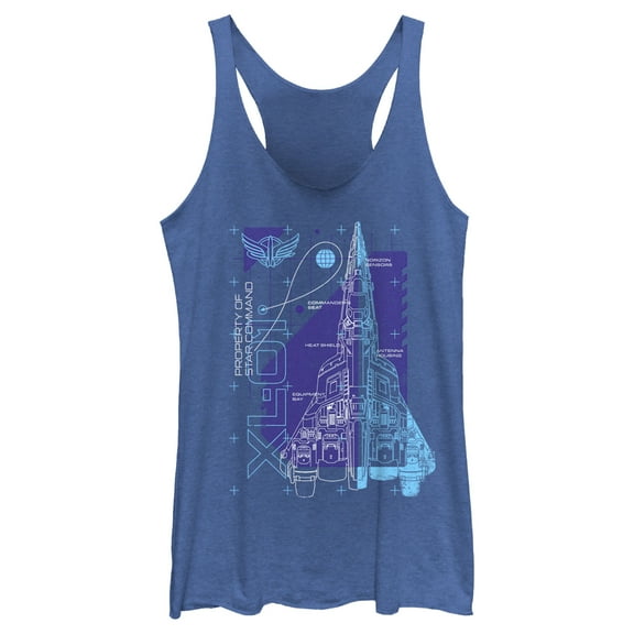 Women's Lightyear XL-01 Spaceship Blueprints  Racerback Tank Top