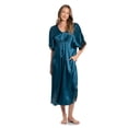 thumbnail image 1 of Women's Lilac+London Solid Satin Caftan Color: Teal Emerald Size: LARGE, 1 of 4