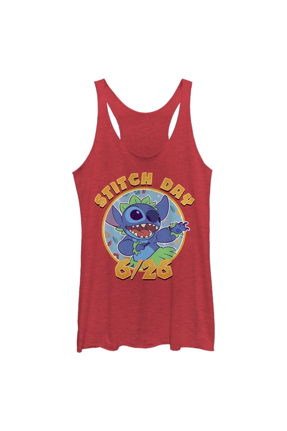 Women's Lilo & Stitch 626 Anniversary Day Racerback Tank Top Red Heather X Small