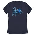 thumbnail image 1 of Women's Lilo & Stitch Alien Signature Graphic Tee Navy Blue Small, 1 of 4