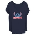 thumbnail image 1 of Women's Lilo & Stitch Aloha Stitch Graphic Tee Navy Blue 1X, 1 of 3