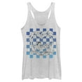 thumbnail image 1 of Women's Lilo & Stitch Blue Checkered Palm Trees Racerback Tank Top White Heather Medium, 1 of 4