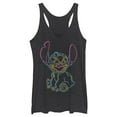 thumbnail image 1 of Women's Lilo & Stitch Bright Neon Outline Racerback Tank Top Black Heather 2X Large, 1 of 4