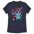 thumbnail image 1 of Women's Lilo & Stitch Christmas Outfit Stitch Graphic Tee Navy Blue Medium, 1 of 4