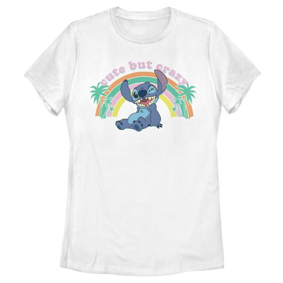 Women's Lilo & Stitch Cute But Crazy Graphic Tee White 2X Large