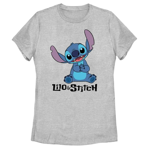 Women's Lilo & Stitch Cute Logo  Graphic Tee Athletic Heather Medium
