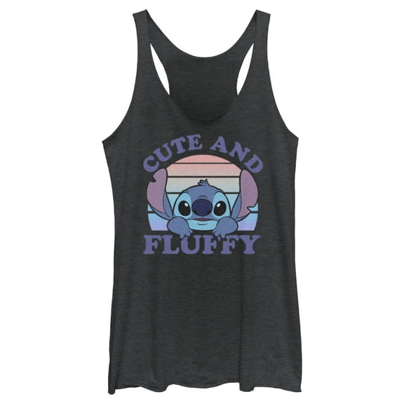 Women's Lilo & Stitch Cute and Fluffy  Racerback Tank Top Black Heather X Small