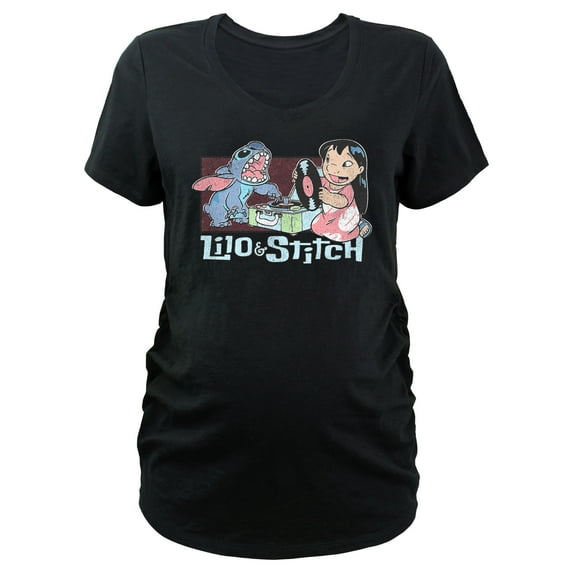 Women's Lilo & Stitch Distressed Music Lovers Graphic Maternity T-Shirt