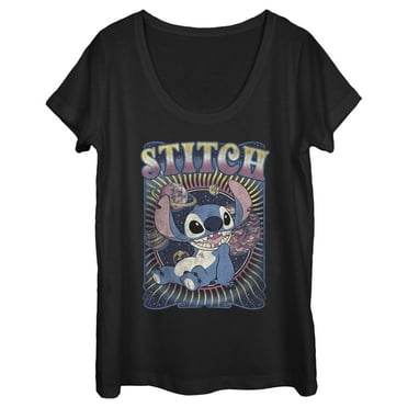 Women's Lilo & Stitch Distressed Planets Stitch  Graphic Tee Black 2X Large