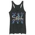 thumbnail image 1 of Women's Lilo & Stitch Distressed Poses Racerback Tank Top Black Heather Medium, 1 of 4