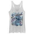thumbnail image 1 of Women's Lilo & Stitch Distressed Poster Stitch Racerback Tank Top White Heather X Small, 1 of 4