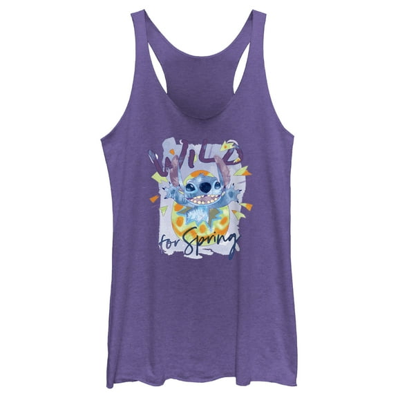 Women's Lilo & Stitch Easter Stitch Wild for Spring Egg  Racerback Tank Top Purple Heather Small