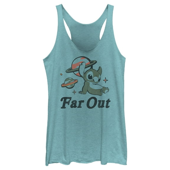 Women's Lilo & Stitch Far Out  Racerback Tank Top Tahiti Blue Medium