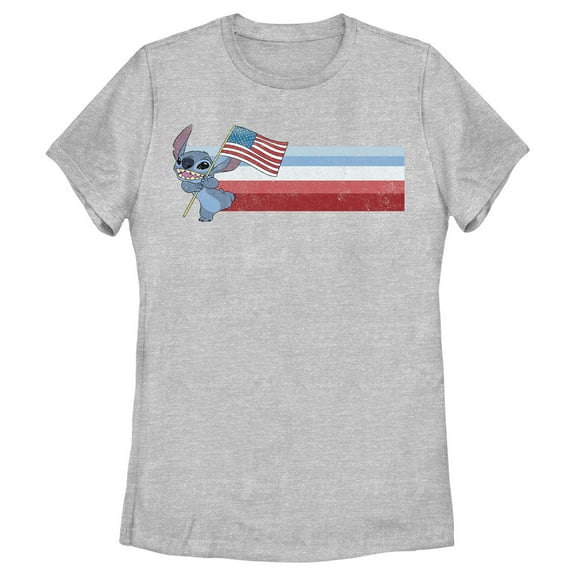 Women's Lilo & Stitch Flying the American Flag Graphic Tee Athletic Heather X Large