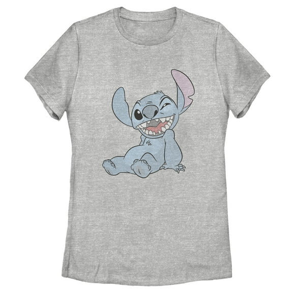 Women's Lilo & Stitch Halftone Smile  Graphic Tee Athletic Heather Small