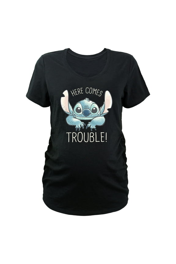 Women's Lilo & Stitch Here Comes Trouble! Graphic Maternity T-Shirt