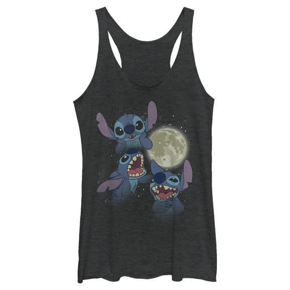 Women's Lilo & Stitch Howling at the Moon Racerback Tank Top Black Heather Large