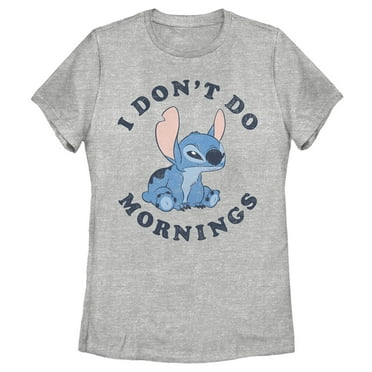 Women's Lilo & Stitch I Don't Do Mornings Stitch Distressed  Graphic Tee Athletic Heather X Large