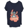 thumbnail image 1 of Women's Lilo & Stitch Kauai Pineapple Stitch Graphic Tee Navy Blue 1X, 1 of 3