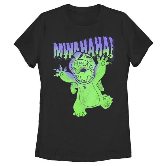 Women's Lilo & Stitch Mwahaha Halloween Horror Graphic Tee Black X Large