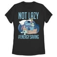 thumbnail image 1 of Women's Lilo & Stitch Not Lazy, Saving Energy  Graphic Tee Black Small, 1 of 4