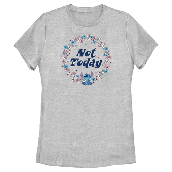 Women's Lilo & Stitch Not Today Floral Circle Graphic Tee Athletic Heather X Large